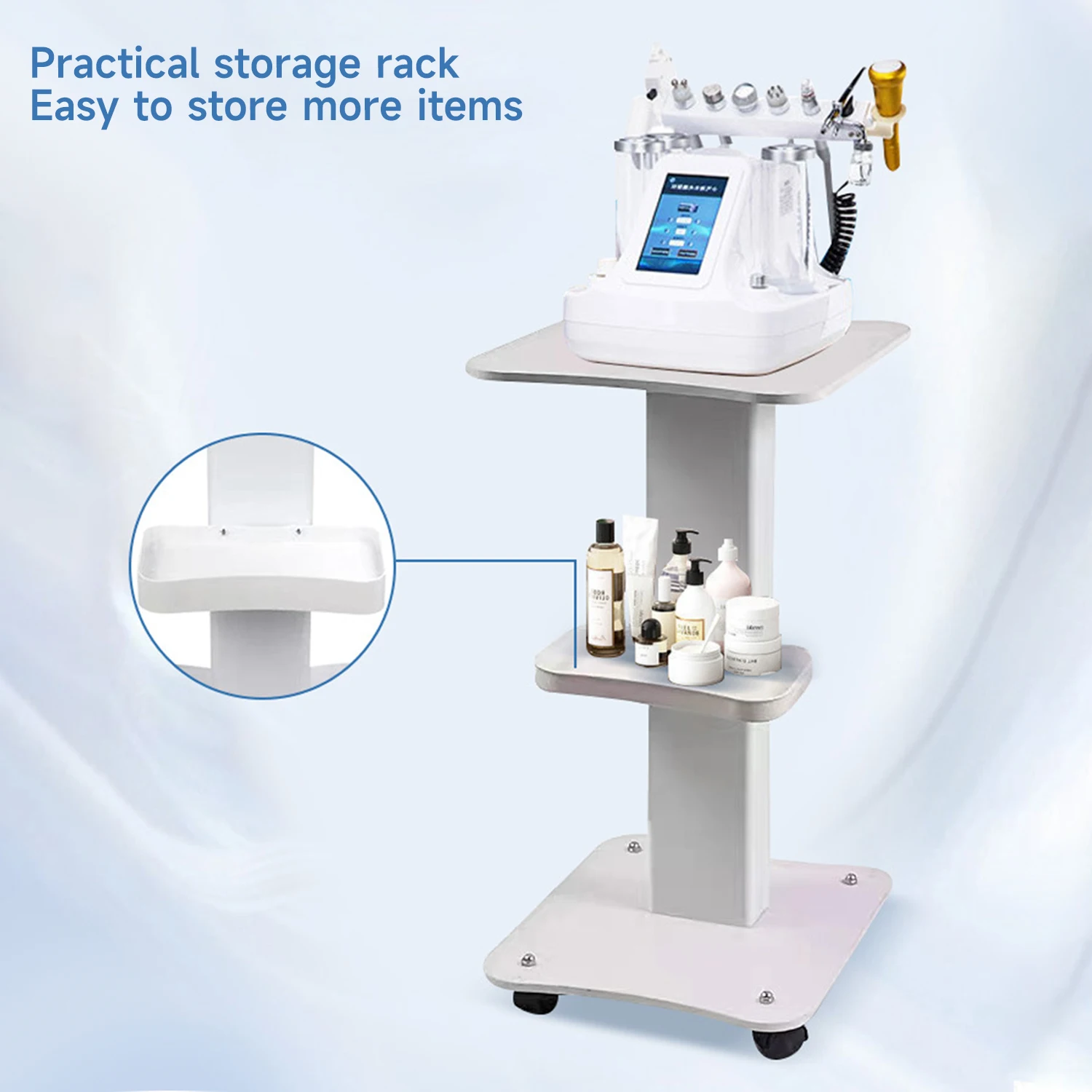 Chariot de salon de beauté à 3 niveaux avec roues silencieuses, antidérapant givré, haute capacité de charge, pour salon de beauté, chirurgie esthétique, hôpital