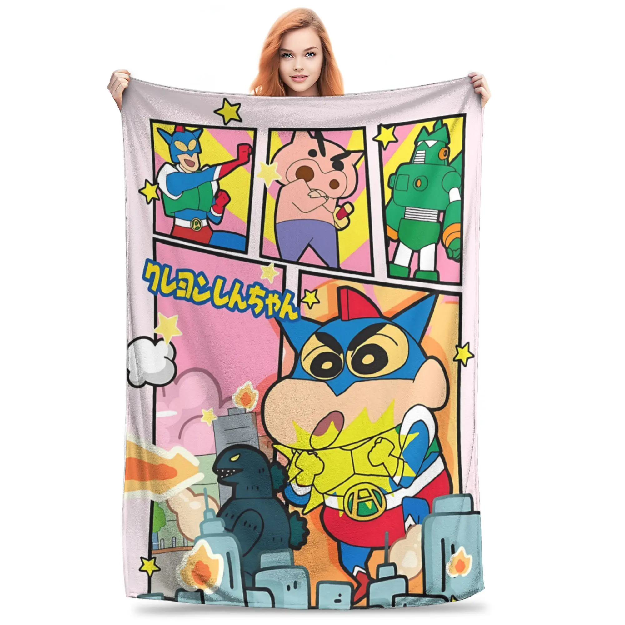 1PC Crayon Shin chan‌s  Winter Blankets for Adults Bedding Home Interior Sofa Knee