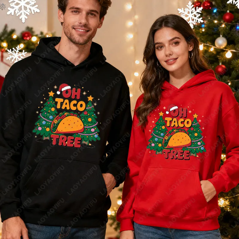

Oh Taco Tree Funny Christmas Taco Sweatshirt Holiday Foodie Pullovers Mexican Christmas Party Tops Festive Humor Shirt Xmas Gift