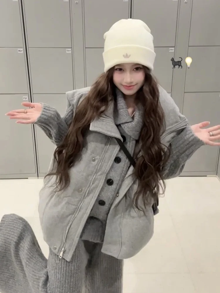 Gilet Invernale da Donna con Collo Alto, Caldo e Alla Moda, Stile Coreano, Giacca in Cotone a Strati