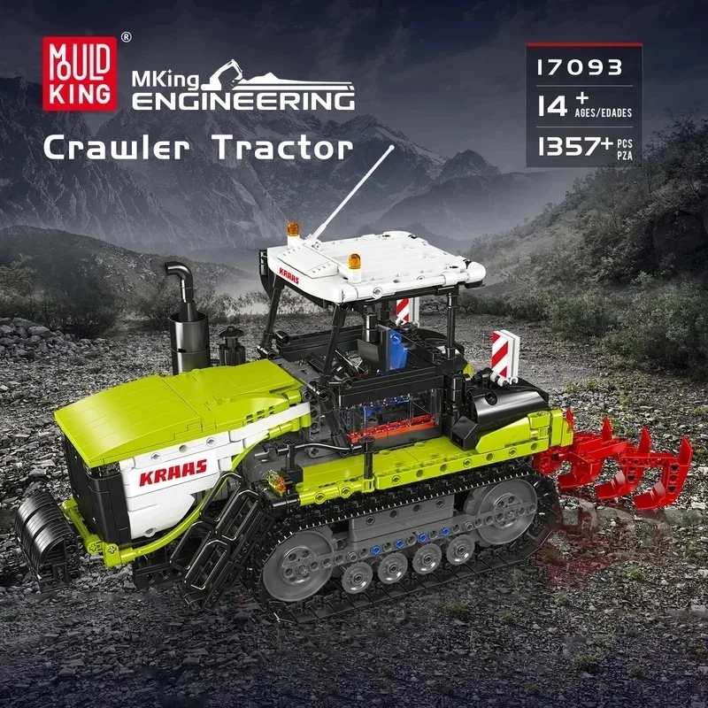 1357Pcs Mould King MOC Crawler Tractor Tracked 17093 Building Blocks Set - Mini Particle DIY Bricks Toys Model Kids Stem Gift