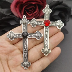 3pcs 77*52mm Goth Large Crystal Cross Connector Charm Punk Cross Crystal Pendant Jewelry DIY Handmade Making Accessories