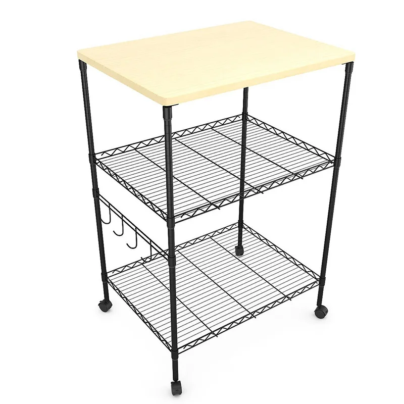 Black powder spraying three-layer rack dining car hotel multi-layer restaurant tableware storage laminate shelf kitchen trolley