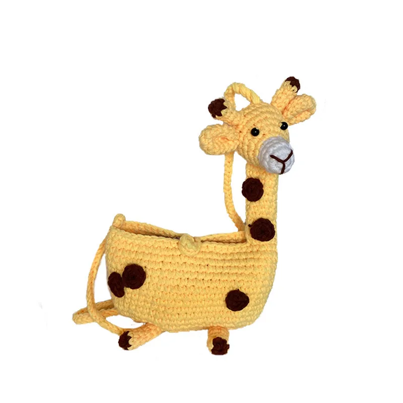 Handmade Woven Bag Children Wool Bag Cartoon Cute Giraffe Girl Crossbody Bag for Women Mother Kids Bags for Girl Bolsas حقائب