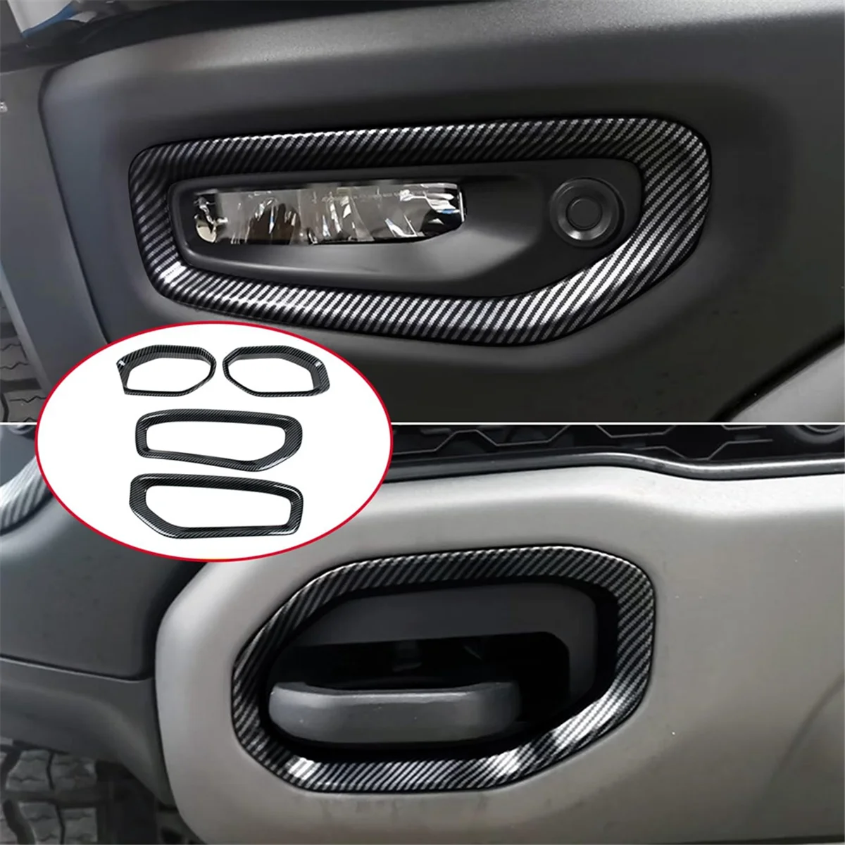 

Для Dodge Ram 1500 TRX 2021-2023 автомобильная передняя противотуманная фара, накладка, аксессуары, ABS, углеродное волокно, 4 шт.