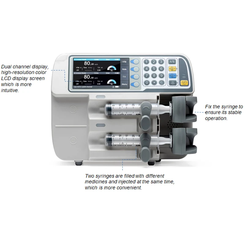 ESCOVET Veterinary Electric Syringe Pump Double CPU Safter Injection Durable Veterinary Syringe Pump For Animal