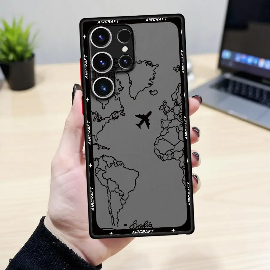 Custodia morbida per telefono per Samsung Galaxy S23 Ultra S21 FE S22 Plus S20 S8 Nota 20 10 S25 S9 S24 Aerei Mappa del mondo Viaggio