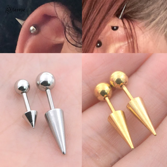 2Pcs 1.0x6mm 18G Pin Ball Back Short Long Cone Earrings Surgical Steel Tragus Cartilage Piercing Jewelry Helix Piercing Ear Stud AliExpress