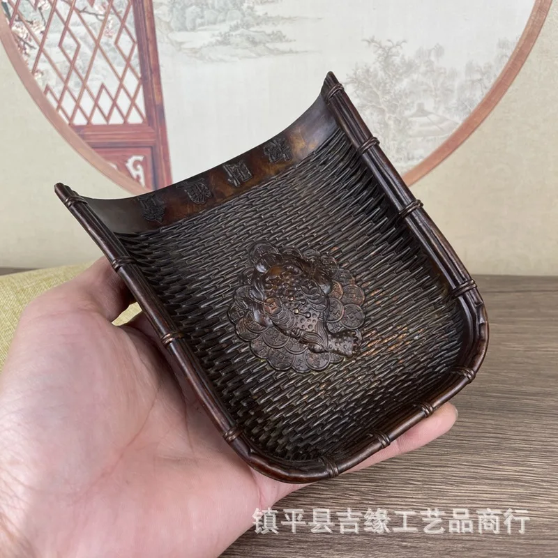 

Antique Style Golden Toad Dustpan Ornament New Home Indoor Living Room Grain Abundance Decorative Craft Ornament