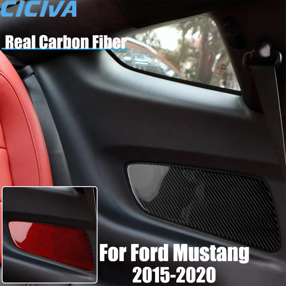 

Real Carbon Fiber Car Accessories Rear Door Panel Trim Cover Soft Sticker For Ford Mustang 2015 2016 2017 2018 2019 2020