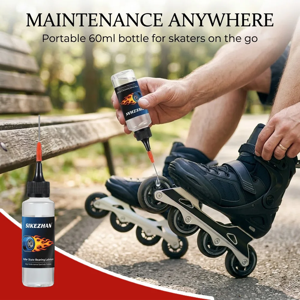Lubricante para Rodamientos de Patines de 60 ml, Aceite para Ruedas de Patineta de Alta Velocidad con Punta de Aguja de Precisión, Fórmula Sintética de Larga Duración