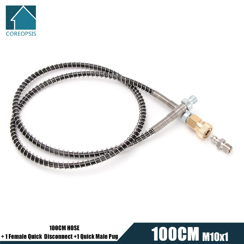 

100cm High-Pressure Nylon Hose with Spring Wrapped and M10x1 Thread Quick Connect Couplings 40Mpa PCP Pneumatics Air Refilling