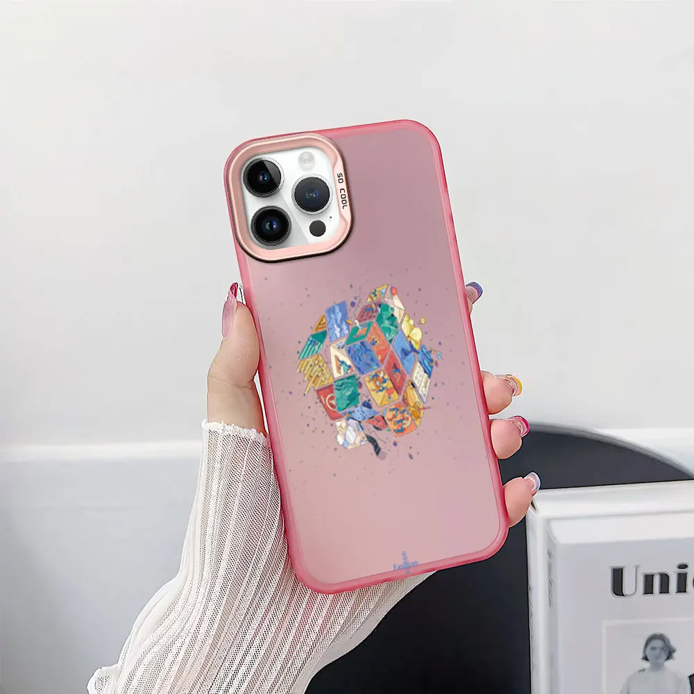 Fashion Colorful Rubiks Cube Phone Case for iPhone 12 11 13 14 15 16 Pro Plus IMD Plating Cover