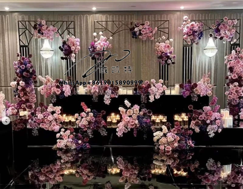 

Wedding Stage Decoration Gold Metal Backdrop Candle Wall Backdrop Stand for Wedding Events Candles