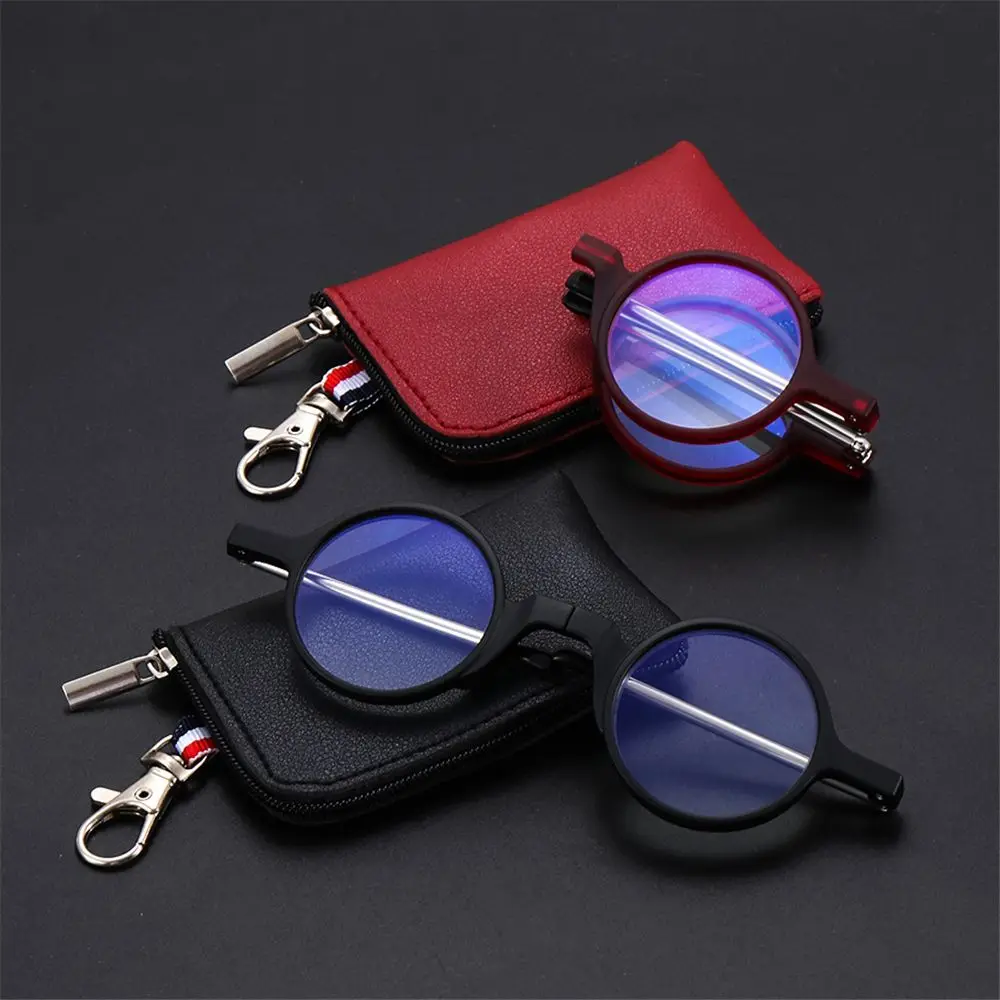Leicht zu tragende Presbyopie-Brille für Damen und Herren, faltbar, Mini-Lesebrille mit Schlüsselanhänger-Etui