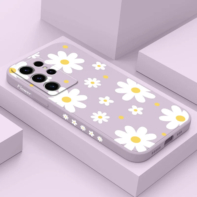 Embellish Daisies Phone Case For Samsung Galaxy S24 S23 S22 S21 S20 S10 S10E Ultra Plus FE Note 20 Ultra 10 Plus Cover