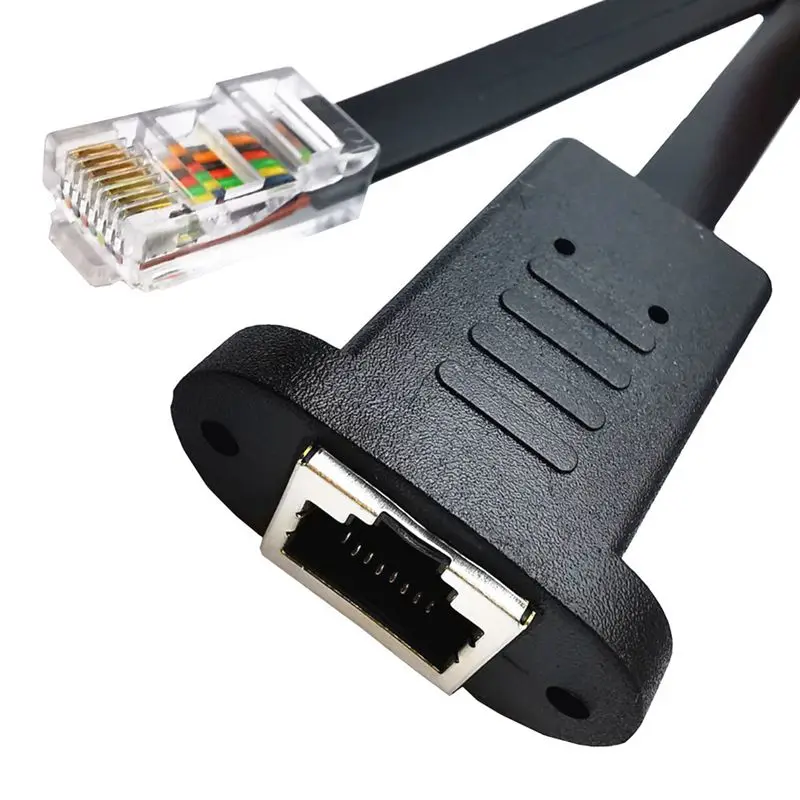 Плоский Ethernet-Кабель-адаптер 100 м, Сетевой удлинитель RJ45, кабель Ethernet «штырь-гнездо» с фиксированными ушками сиденья 0,5 м