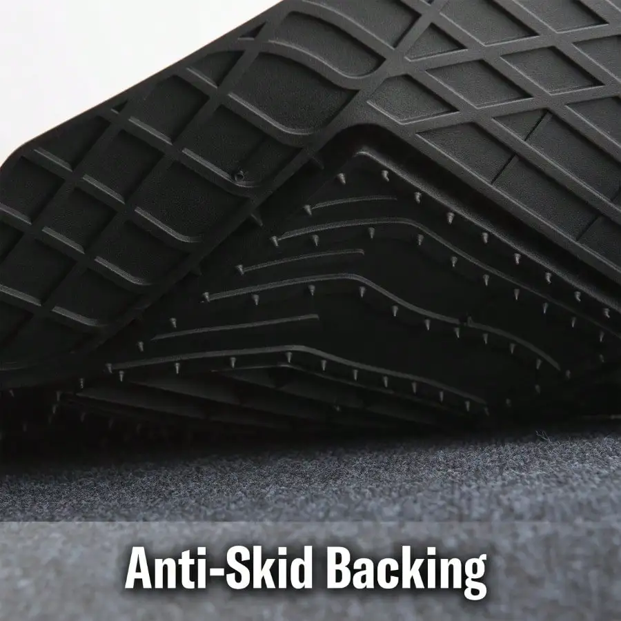 طقم سجادات أرضية مطاطية للسيارة بالكامل مكون من 5 قطع باللون الأسود