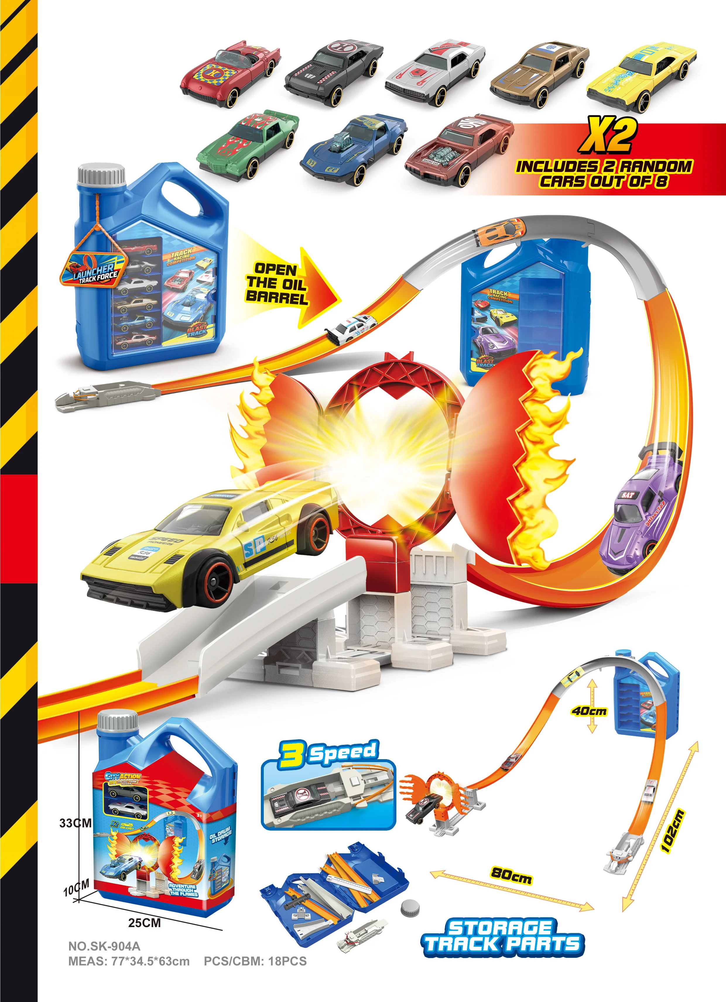 Draagbare baan snelle montage kinderspeelgoedbaanvoertuig, olievat draagbaar voor eenvoudige montage en demontage