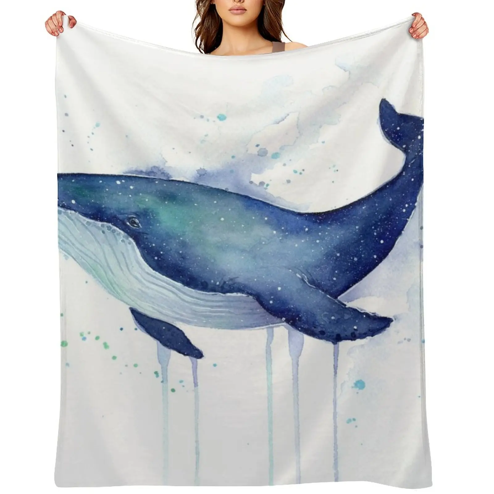 

Whale Watercolor Galaxy Throw Blanket warm winter Soft Beds decorative Luxury Brand Blankets