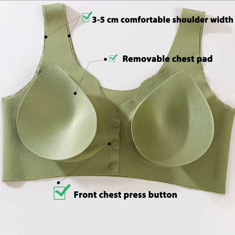 Soft Cups Before The Button In The Elderly Underwear Breathable Women Without Steel Ring Tank Top Lace Large Size Bra For Women