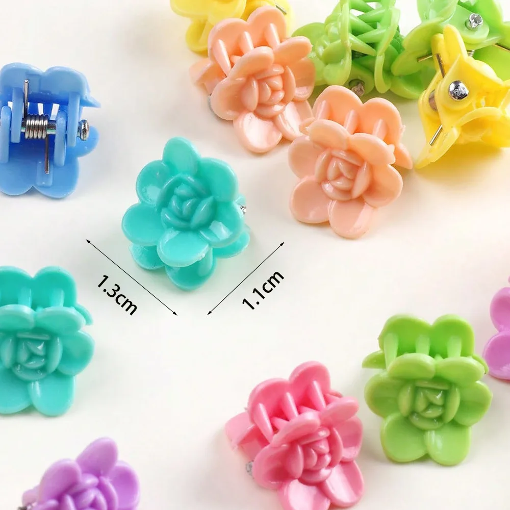 20PCS Kids Hair Clips Small Six Petal Flower Cute Mini Claw Set Plastic Accessories for Girls Toddlers Children