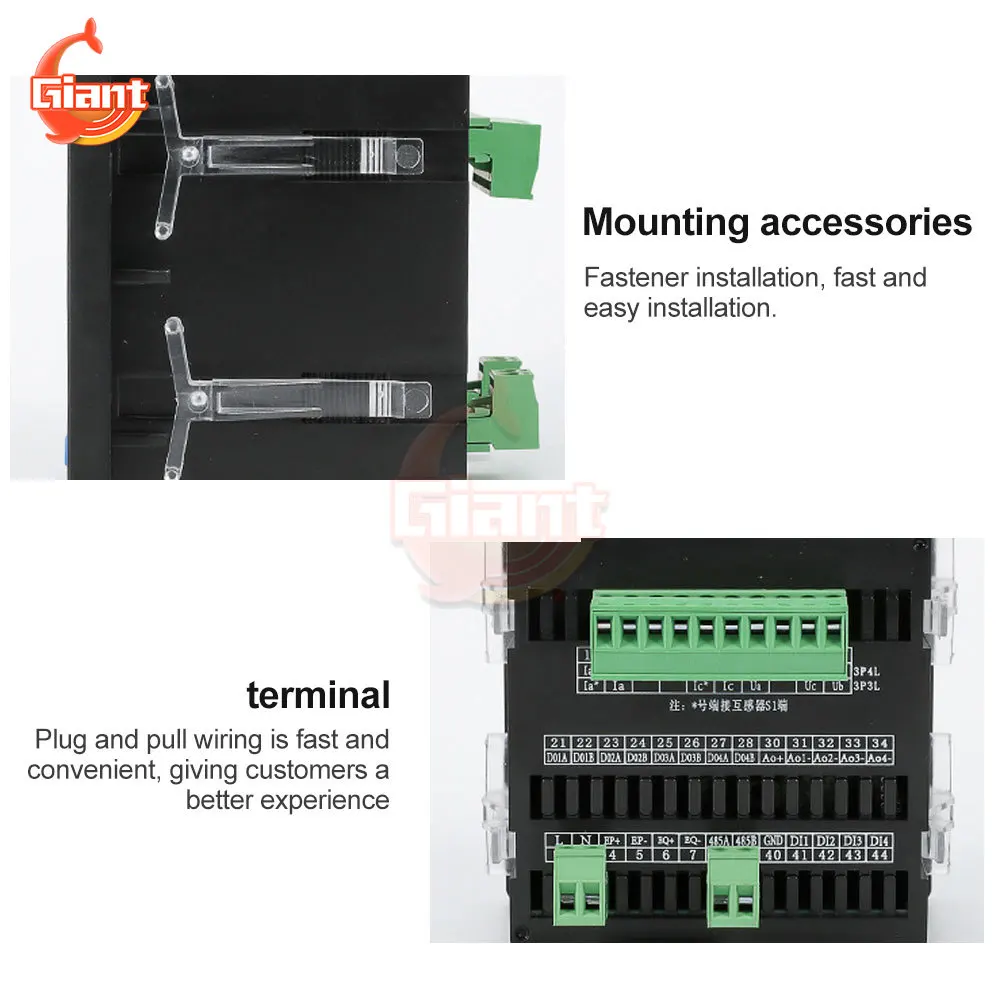 AC220V Three-Phase Digital Voltmeter Ammeter Multi-functon Power Energy Panel Meter Frequency Meter Voltage Current Meter Tester