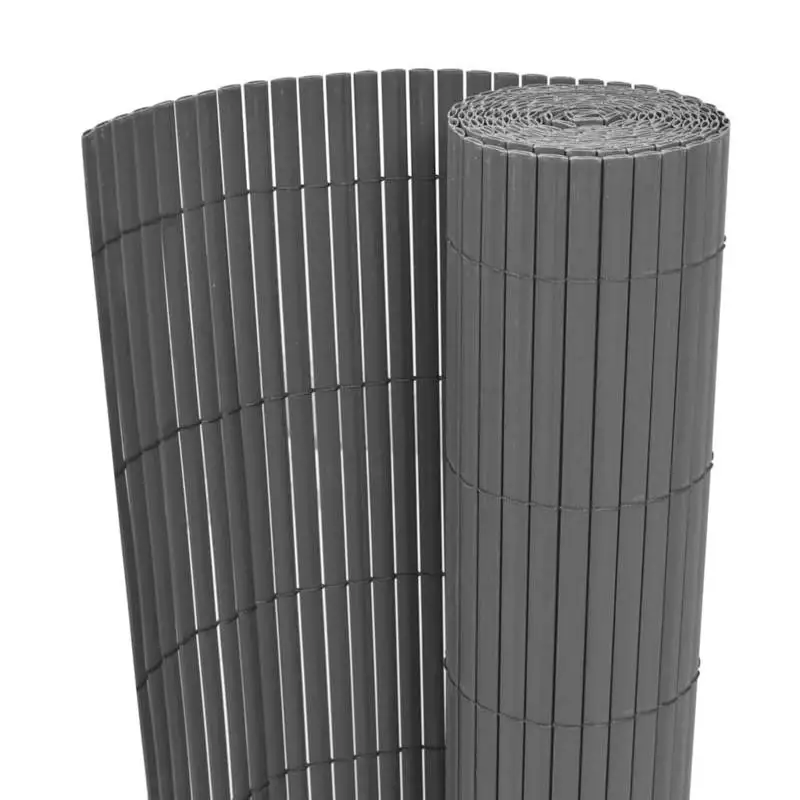 Doppelseitiger PVC-Gartenzaun 90x300cm Grau Pflegeleicht Hochwertig