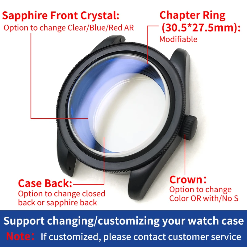 Vintage Watches Case Matte Silver/Black For SKX SKX007 NH35 NH36 4R36 Steel Cases Movement Sapphire Crystal Glass MOD Watch Part