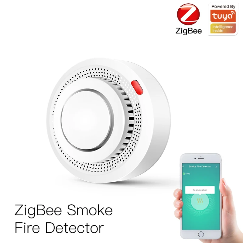 

Tuya Smart Zigbee Smoke Detector Smart Fire Alarm Progressive Sound Photoelectric Smoke Sensor Work With Tuya Zigbee Gateway Hub