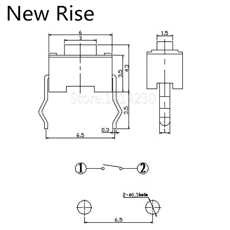 100PCSPcs DIP-2Pin Tact Switch 3x6x4.3mm 3x6x5mm connectors Push button 3*6*4.3mm 3*6*5mm Black White Tactile Switches