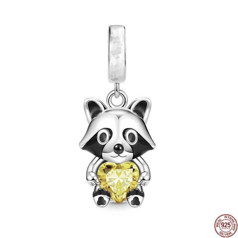 Hot Steampunk Bear Pendant ciondola 925 Sterling Silver Raccoon Charm Beads Fit originale Pandora bracciale gioielli fai da te regalo di moda