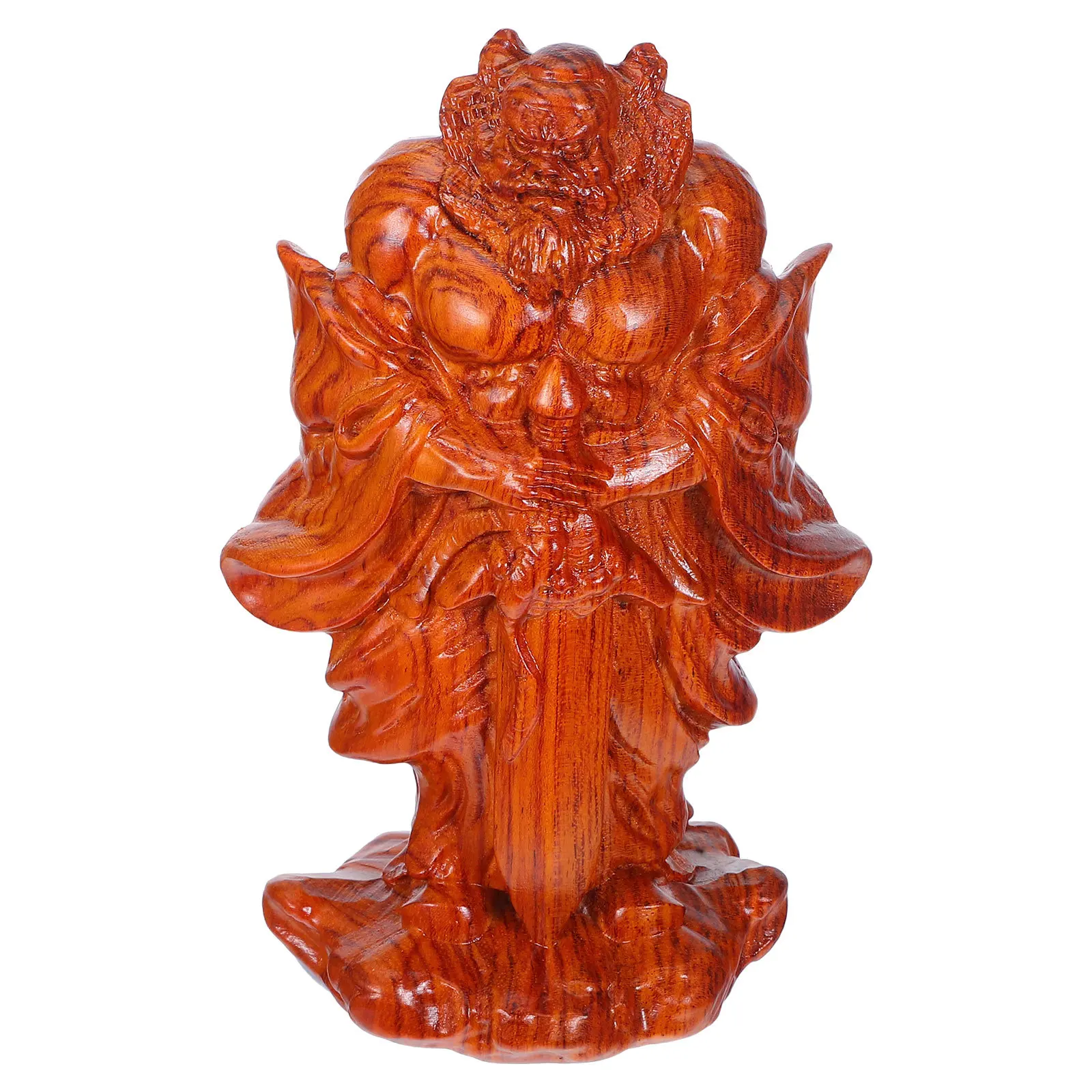 

Hand Carved Wooden Zhongkui Guardian Deity Statue Feng Shui Desk Ornament for Home Office Luck Protection Chinese Sculpture