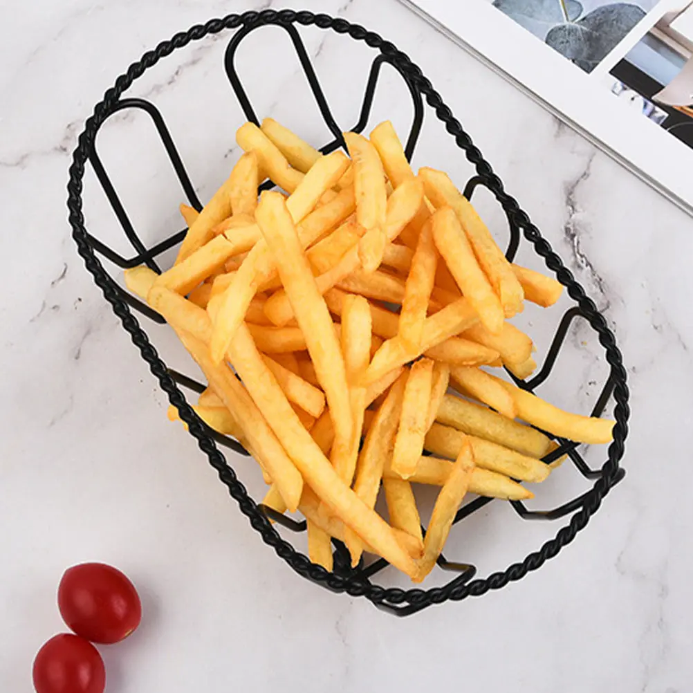 

Fried Chicken Snack Basket Fruit Rack Food Storage Containers Trays Iron Fry Pan Large Capacity Metal Kitchen Accessories