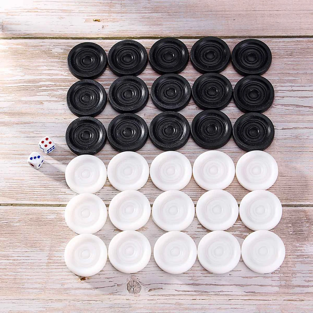 30 Piezas de Plástico Resistentes al Desgaste, Piezas de Damas, Backgammon, Ajedrez con 2 Dados, Juego de Mesa para Adultos y Niños para el Hogar