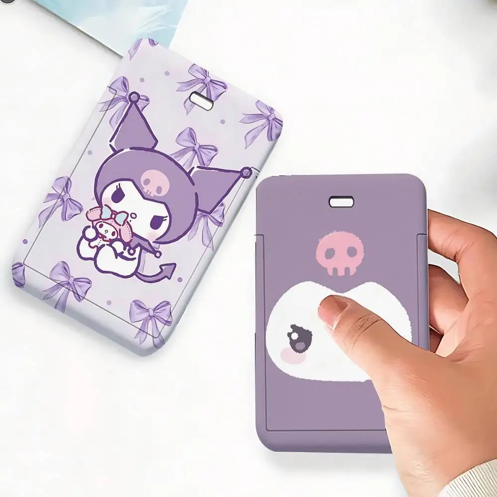 Cute K-Kuromi 1 Card Holder, Leather Card Storage Box, Key Chain, Access Tag Holder, ID Card Holder, Key Chain view 2