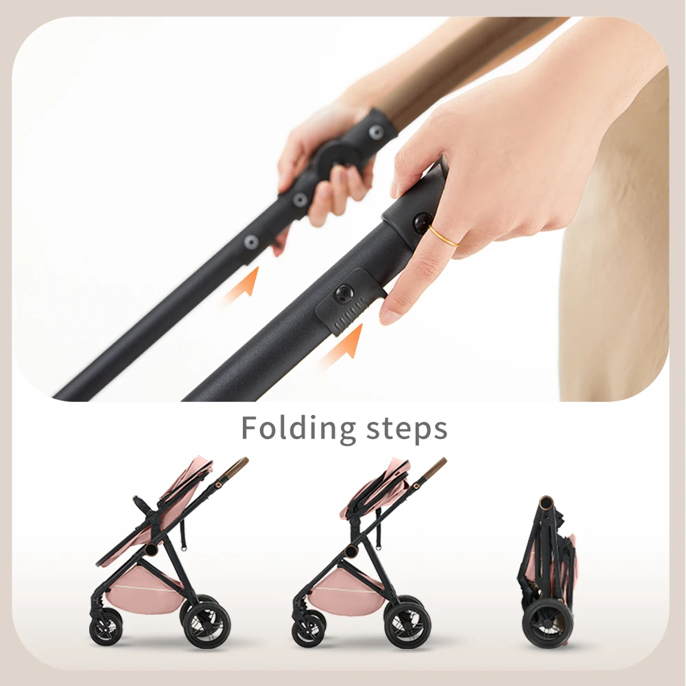 2-in-1 Hochwertiger Reversibler Kinderwagen mit Geschenk-Mamatasche Vielseitiger Säuglingsbuggy für Komfortables Fahrerlebnis – Detail 4