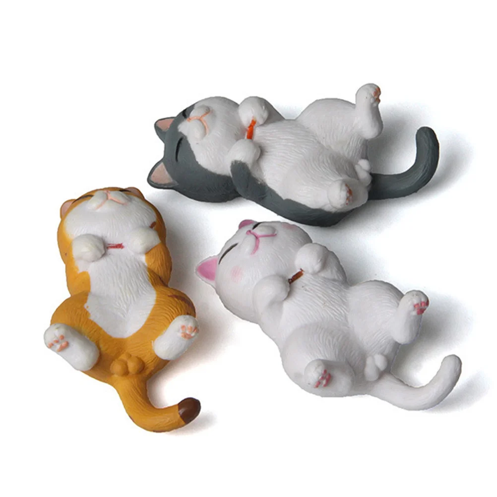 

3Pcs Mini Cat Figurines Small Decoration Cute Garden Home Office Desktop Lifelike Adorable Cat Statue Ornament