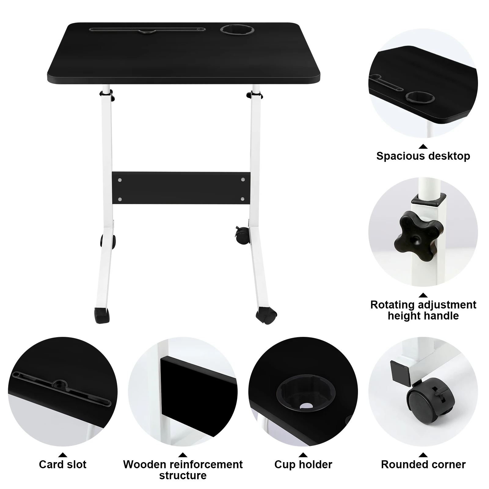 Wooden Desk Laptop Holder Adjustable Lifting Table With Card Slot Cup Support Designed Classroom Table Bedroom Computer Desk