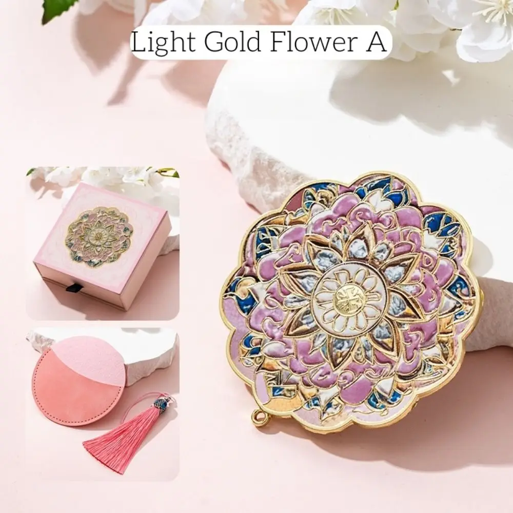 กระจกแต่งหน้าพกพาสไตล์จีนสุดหรู พร้อมพู่ห้อย ลายดอกไม้ 3 มิติ ความคมชัดสูง วัสดุทองแดง อุปกรณ์แต่งหน้าสไตล์วินเทจ