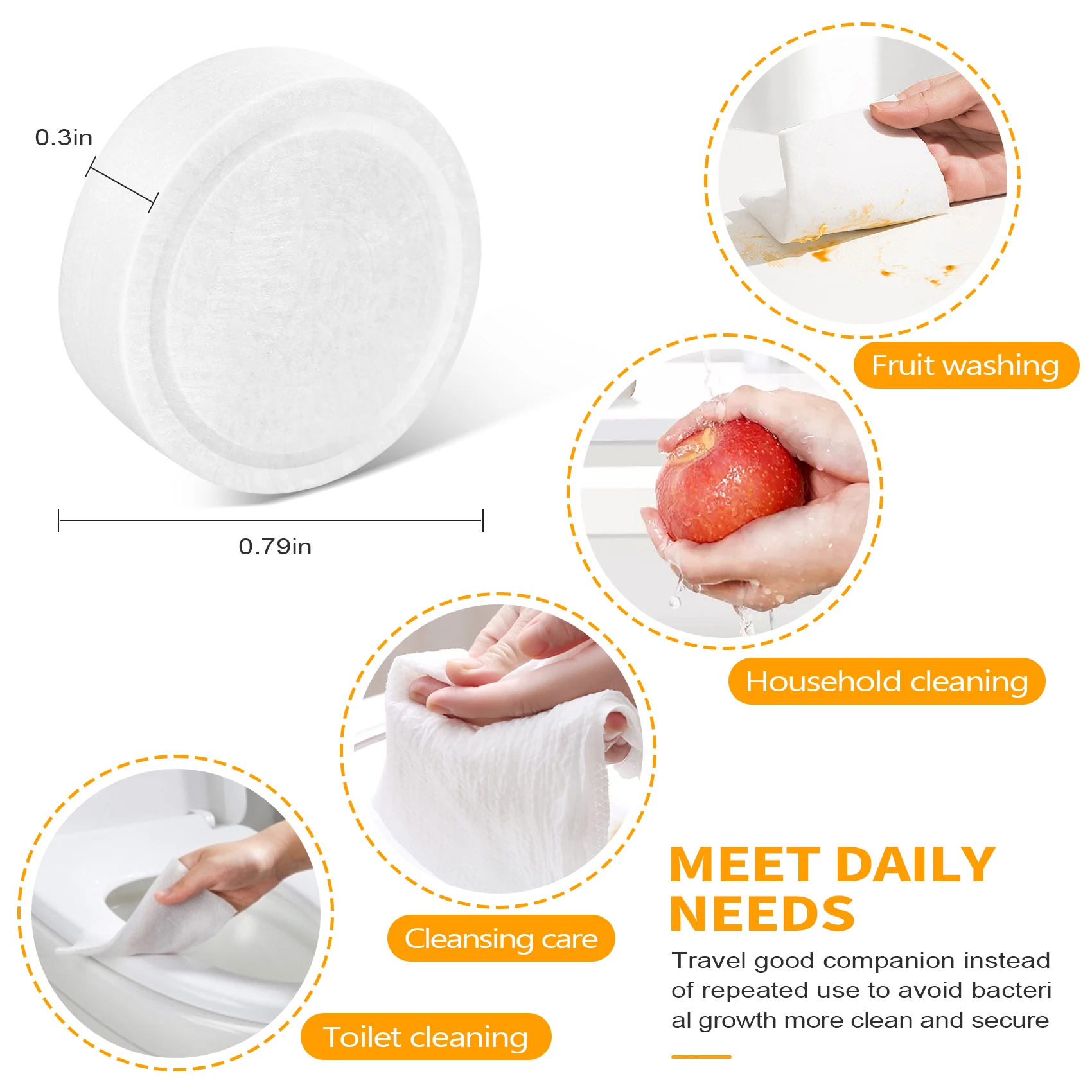 500 قطعة من مناديل المضغوطة القطنية الناعمة السحرية للاستعمال مرة واحدة مناديل السفر اللوحية-A21R #5