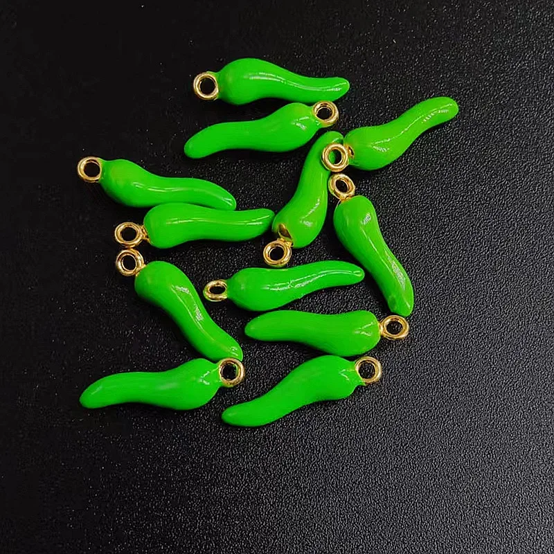 10pcs 20*5mm Chili Horn Charm Alloy Talisman DIY Jewelry Accessories Craft Lucky Pendant Making Vegetabal Charms
