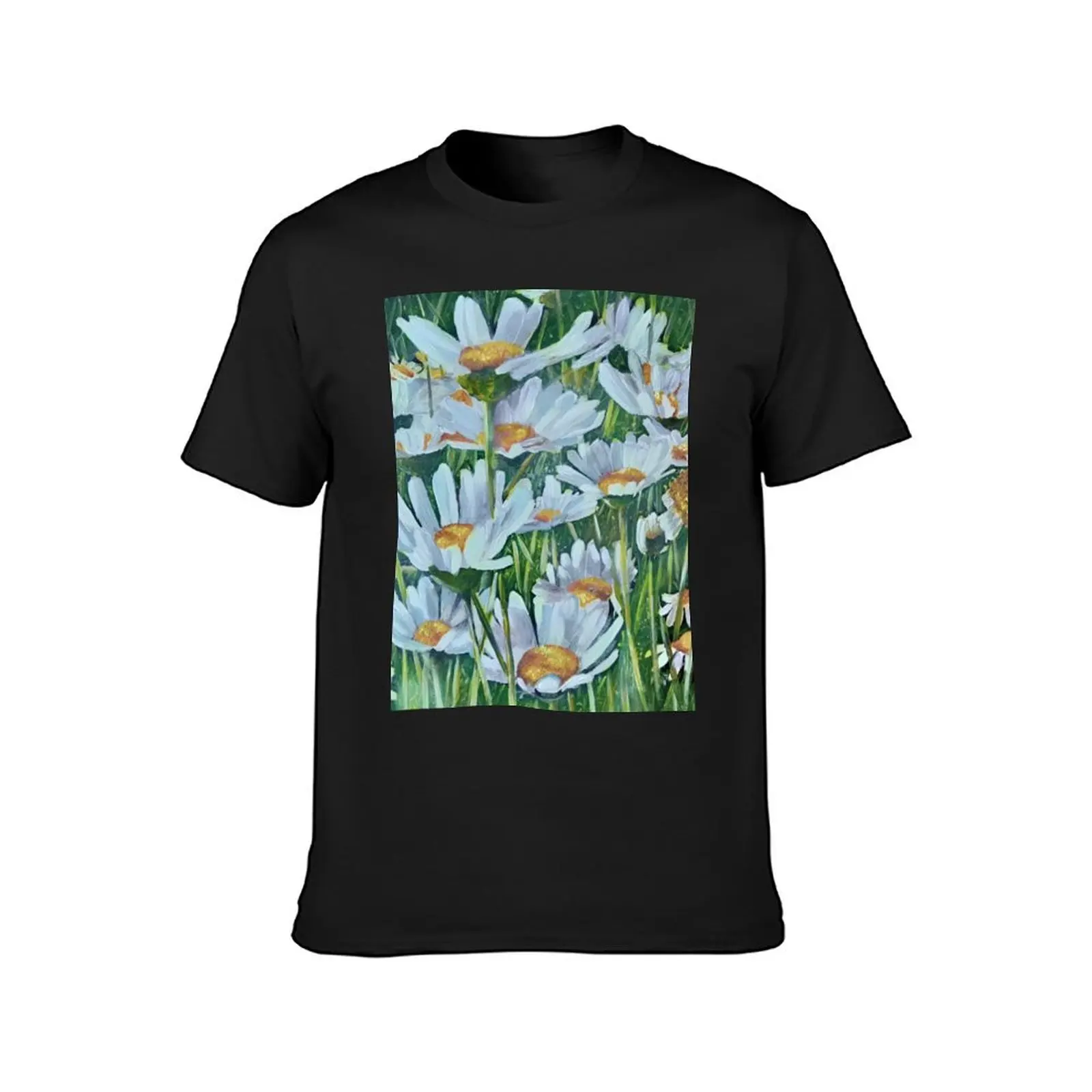 Chamomile Summer Wildflowers Painting Floral T-shirt summer clothes blanks Short sleeve tee slim fit t shirts for men