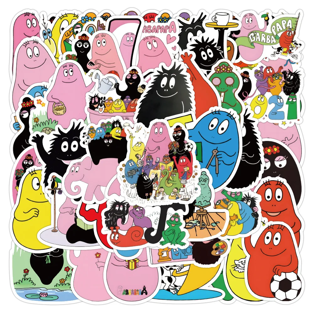 10/30/52PCS Cartoon Les Barbapapa Sticker DIY Decoration PVC Waterproof Skateboard Notebook Graffiti Toy