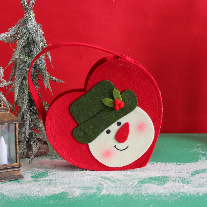 

2026 Christmas Gift Handbag For Children Creative Felt Cloth Children Candy Gift Bag Christmas Eve Handheld Portable Apple Bag