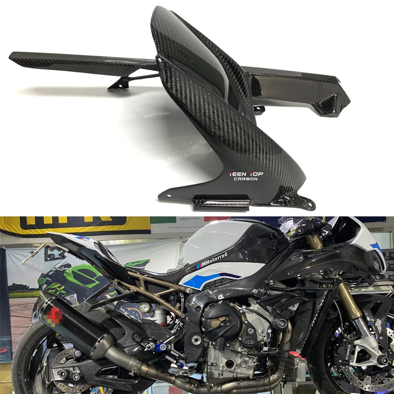 2020 2021 S1000RR Carbon fiber Rear Hugger Fender with Chain Guard Cover Protector Twill 3K Carbon fiber Parts Rear mudguard