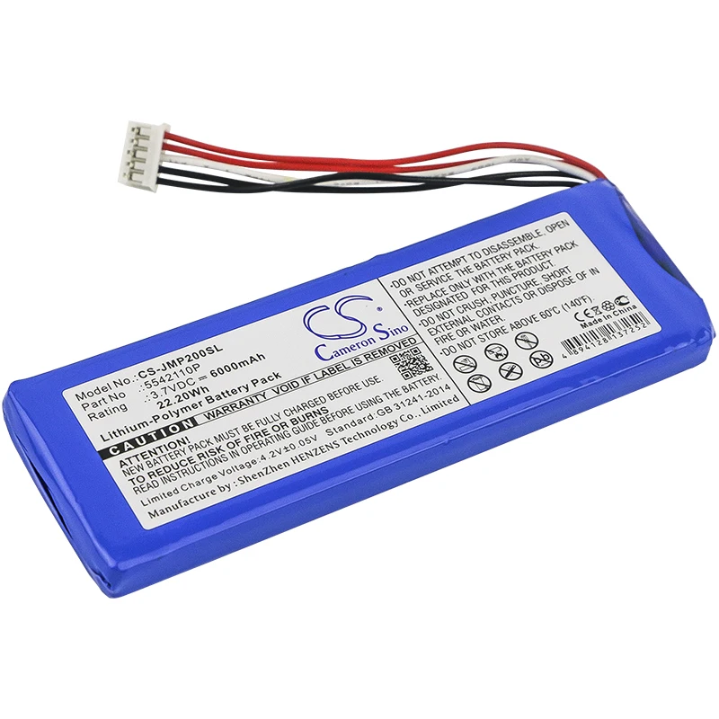Cameron Sino 6000mAh / 22.20Wh Speaker Battery For JBL:Pulse 3,APJBLPUESE3,2017DJ1714,P5542100-P