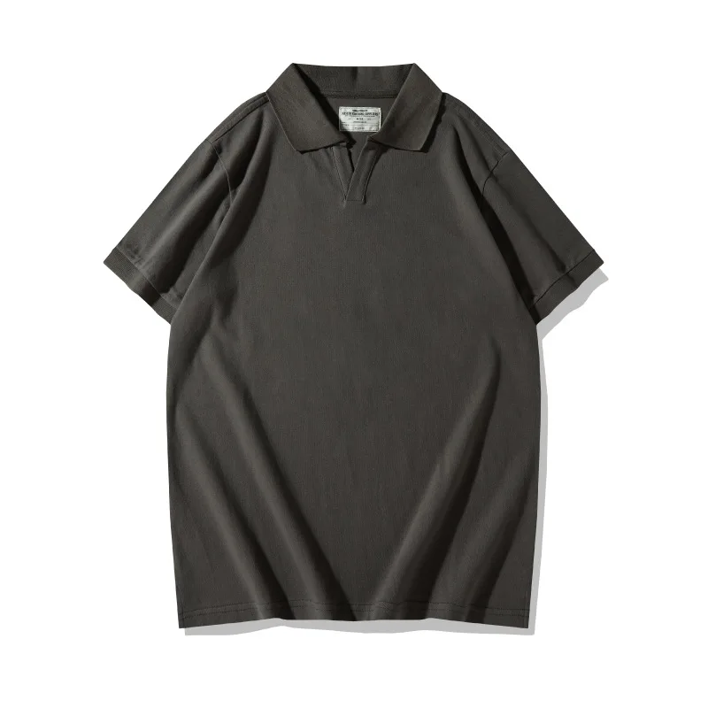 New Amikaji Retro Solid Color Italian Polo Short Sleeve Polo Shirt Men's Seagull Neck T-shirt Outdoor