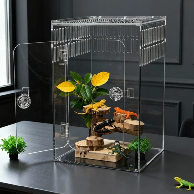 

Акриловая коробка для скалолазания, прозрачная коробка для кормления рептилий, ящерица, геккон, дерево, лягушка, террариум, рептилия, дом среды обитания домашних животных