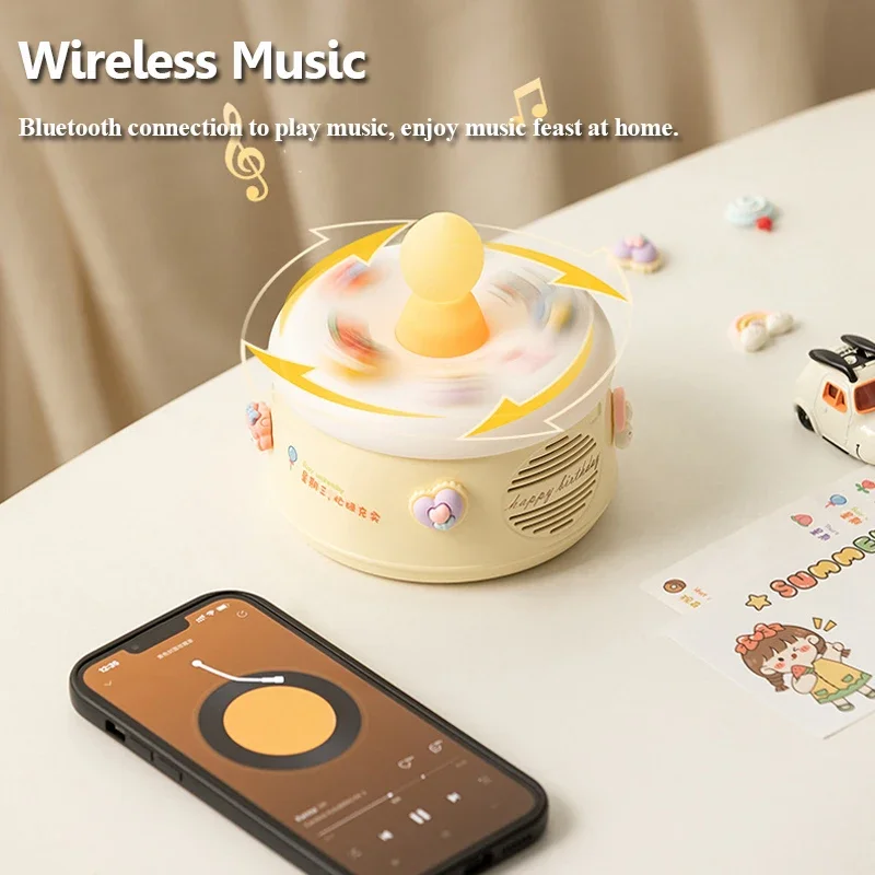 مكبر صوت صغير لطيف يعمل بالبلوتوث 5.3 ضوء ليلي دافئ كعكة عيد ميلاد بلوتوث ساوندار Hifi صوت لتقوم بها بنفسك مشغل موسيقى MP3 هدايا عيد الميلاد